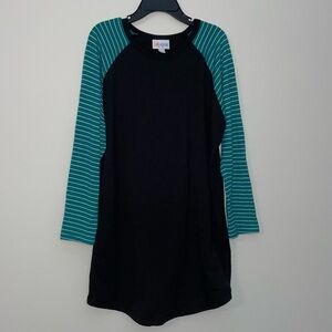 LulaRoe Randy Baseball Jersey top XXS Black & Teal